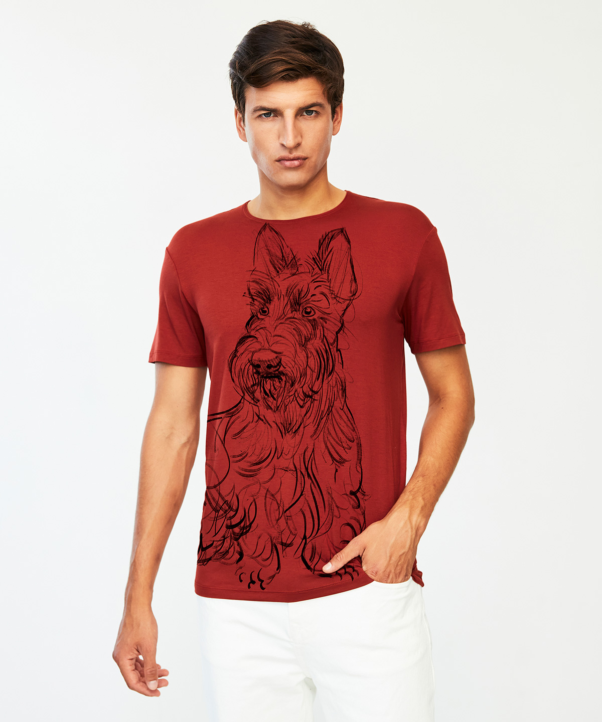 Scottish Terrier marsala t-shirt MAN