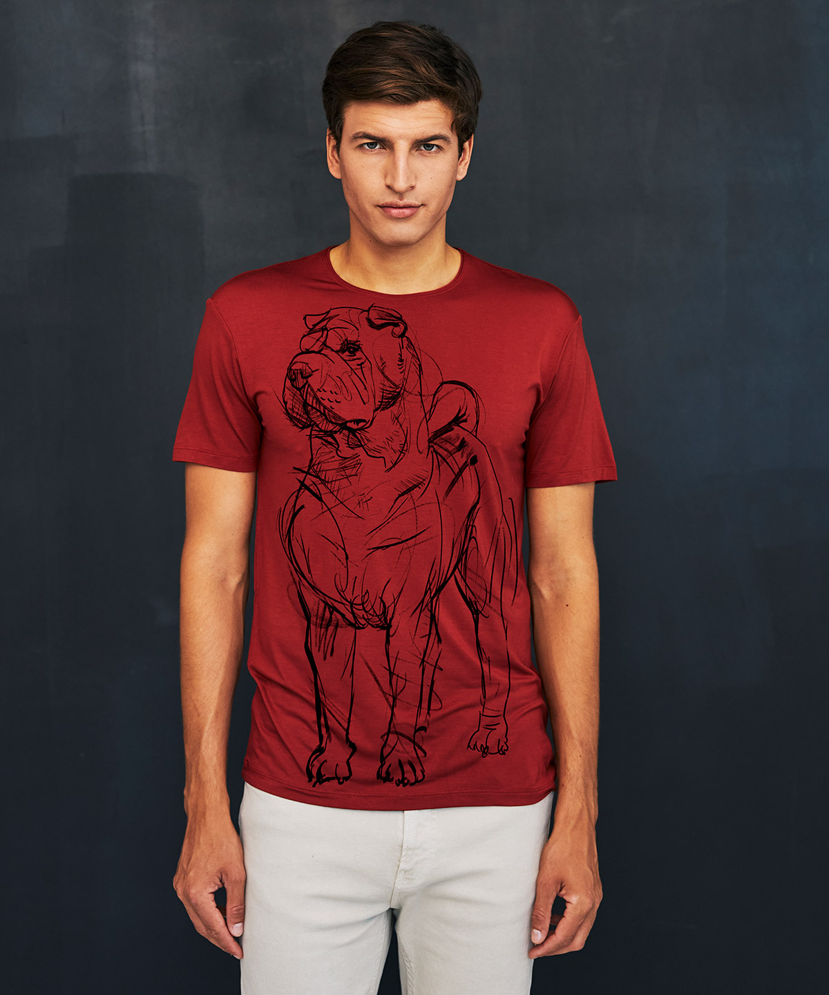 Shar Pei marsala t-shirt MAN