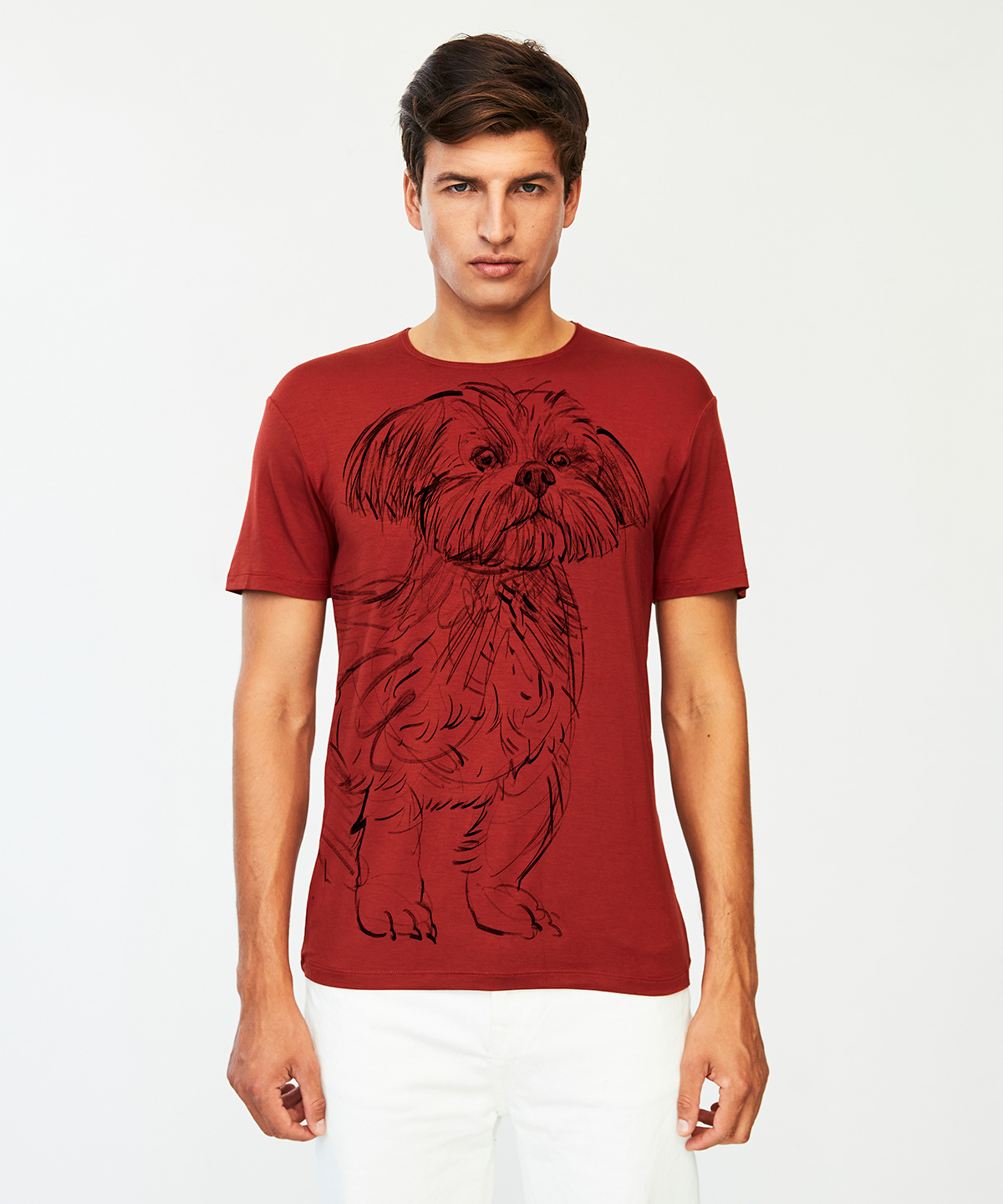 Shih tzu marsala t-shirt MAN