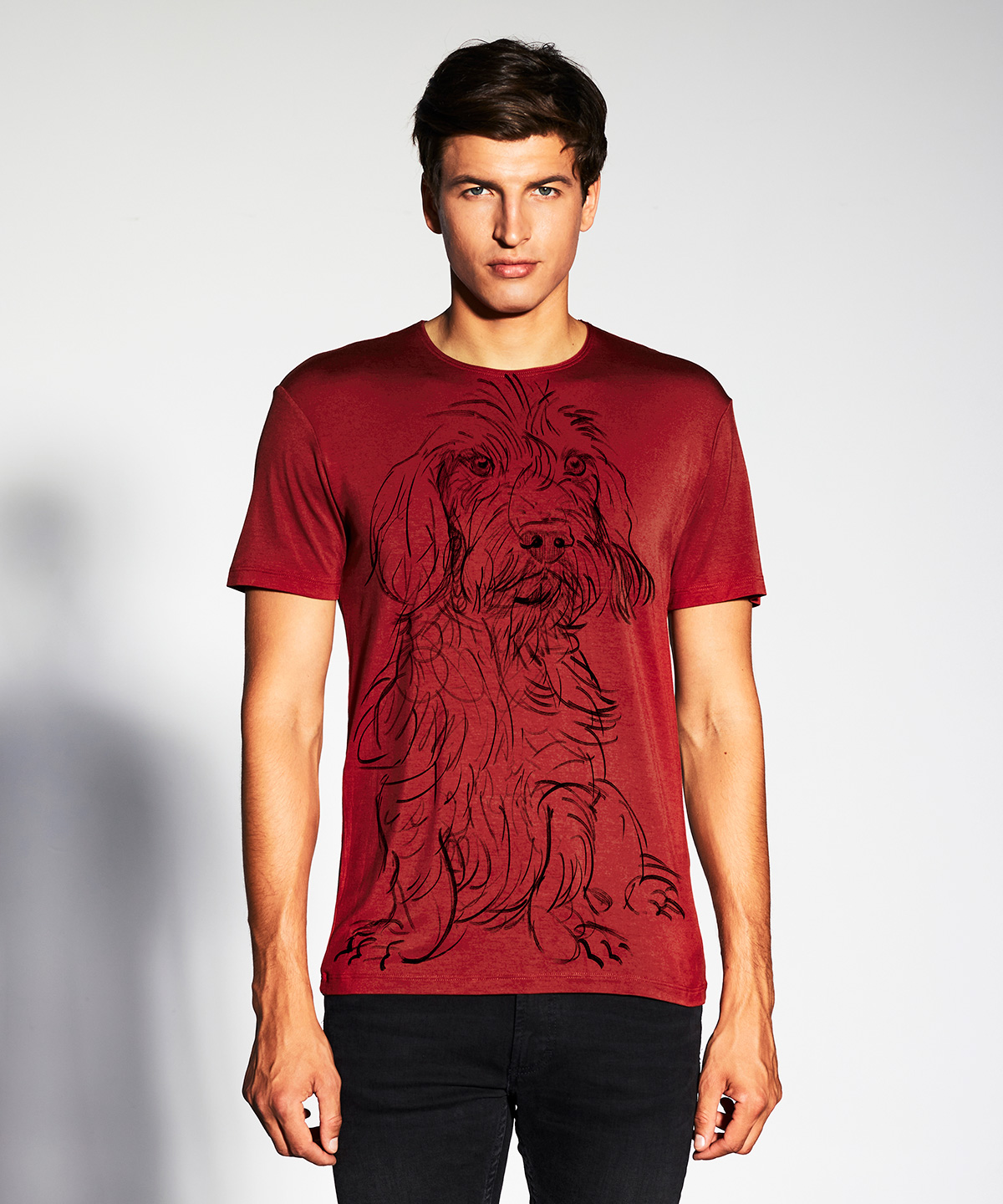 Wirehaired Dachshund marsala t-shirt MAN