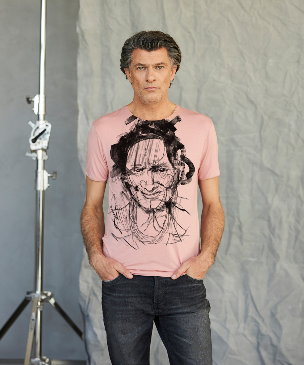 Mentawai portrait man light pink