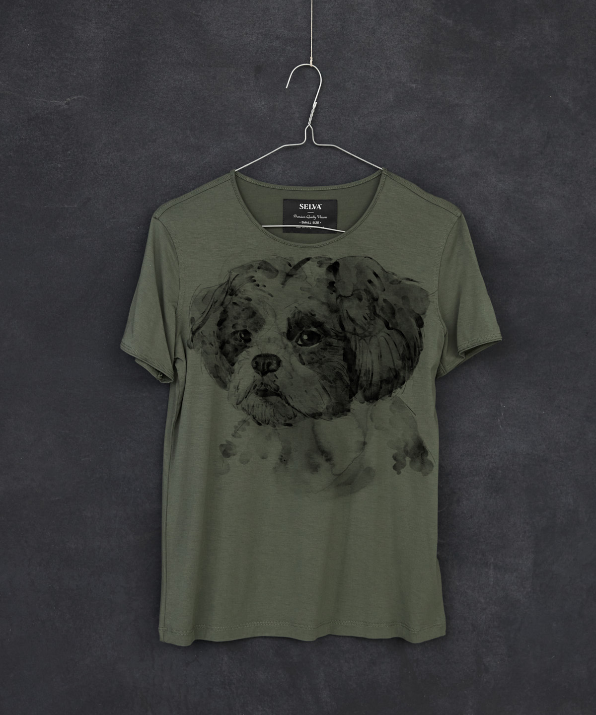Shih tzu khaki t-shirt woman
