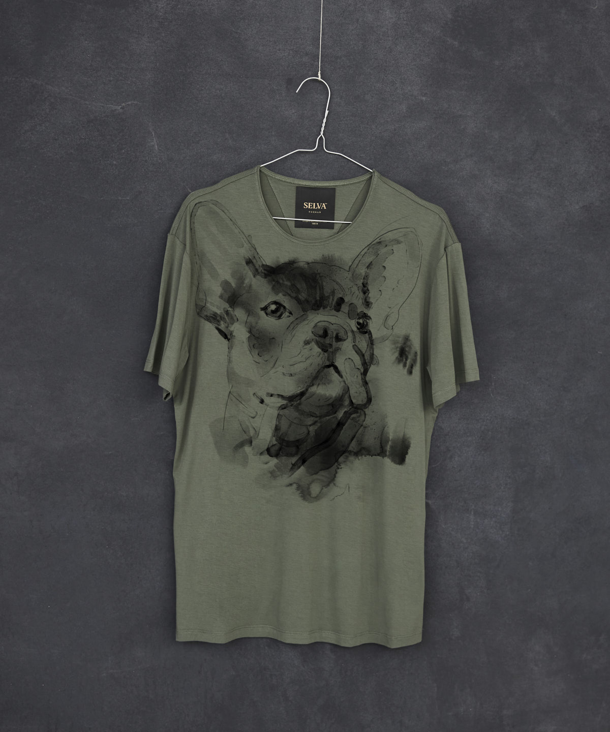 French bulldog no.2 khaki t-shirt MAN