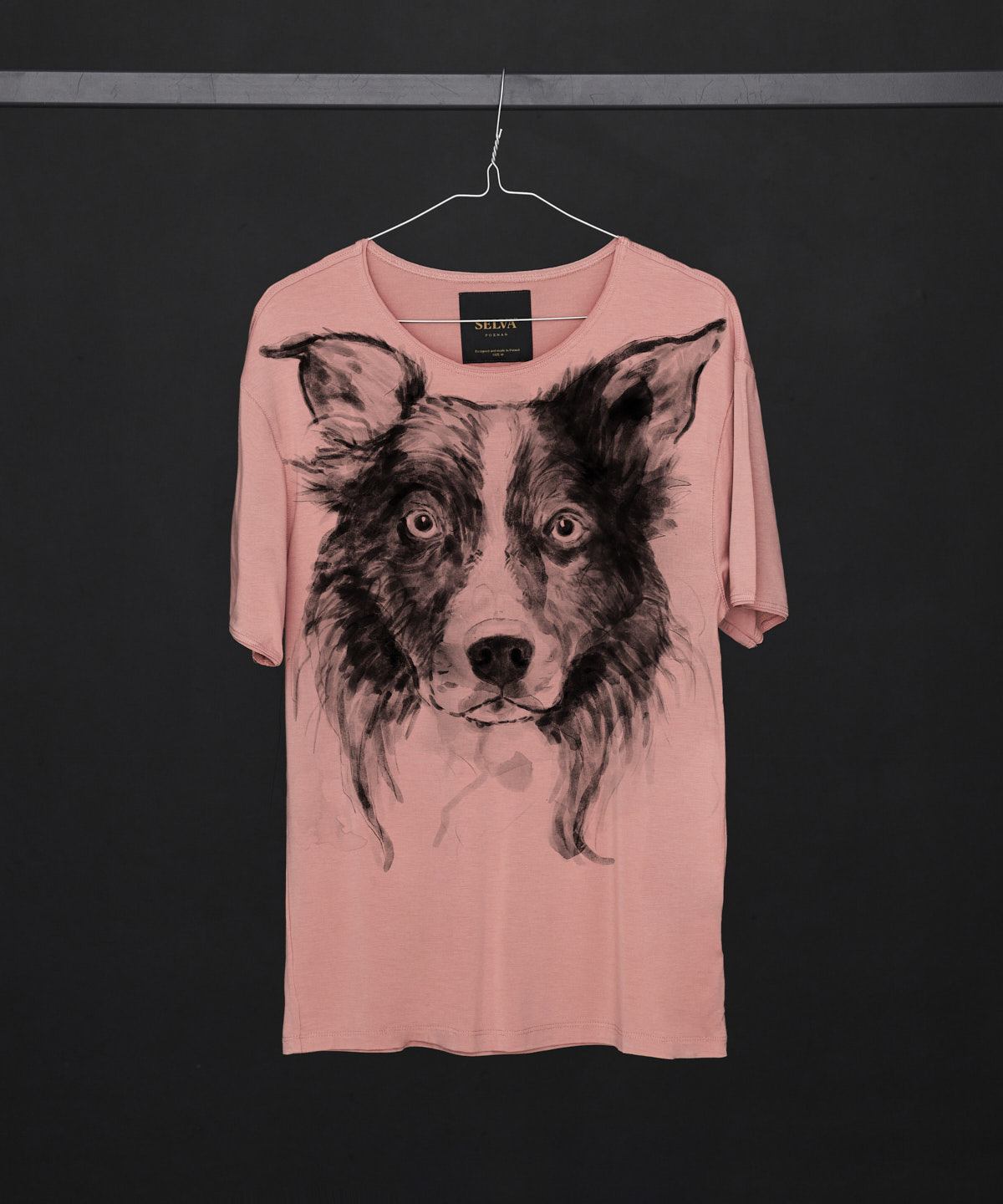 Border Collie no.2 light pink t-shirt MAN