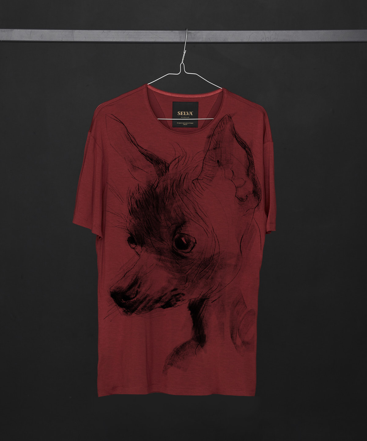 Chinese Crested Dog marsala t-shirt MAN