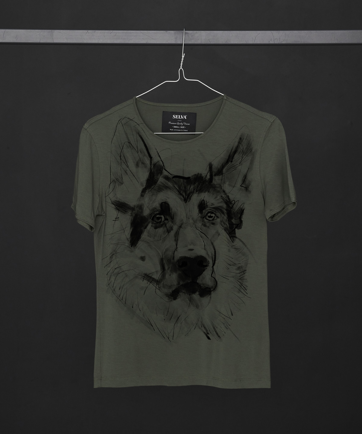 German Shepherd khaki t-shirt woman