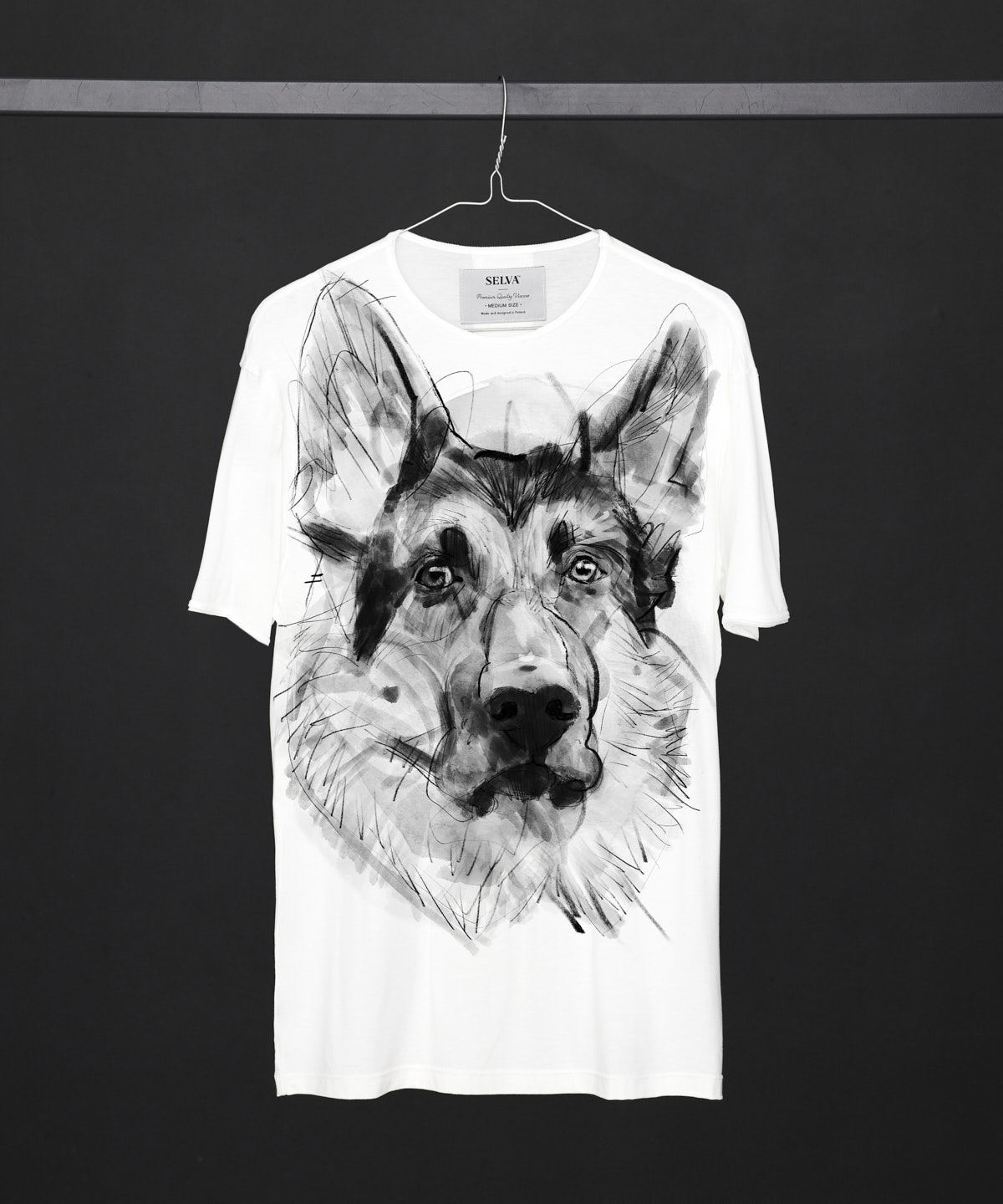 German Shepherd white t-shirt MAN