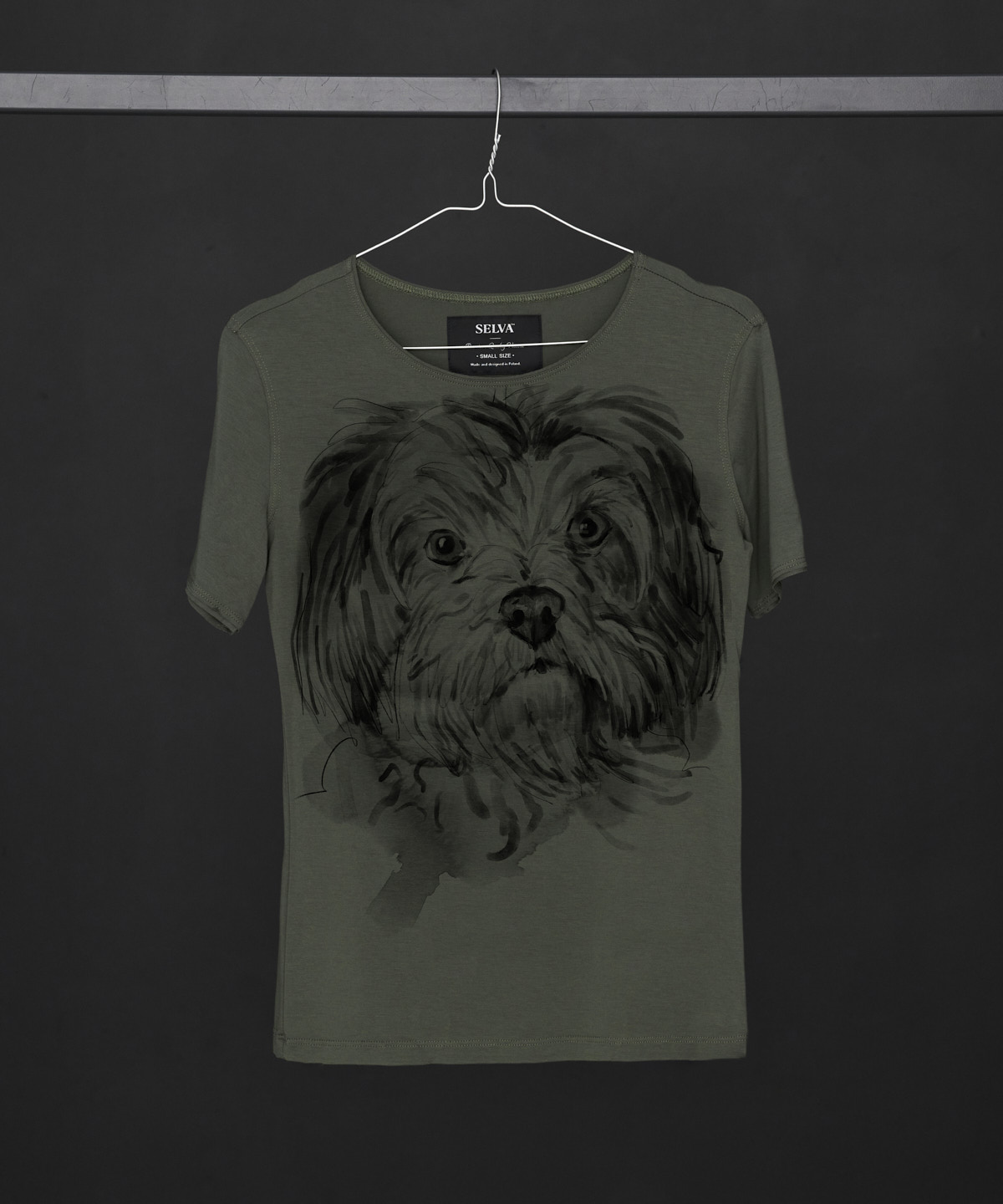 Maltese Dog khaki t-shirt woman