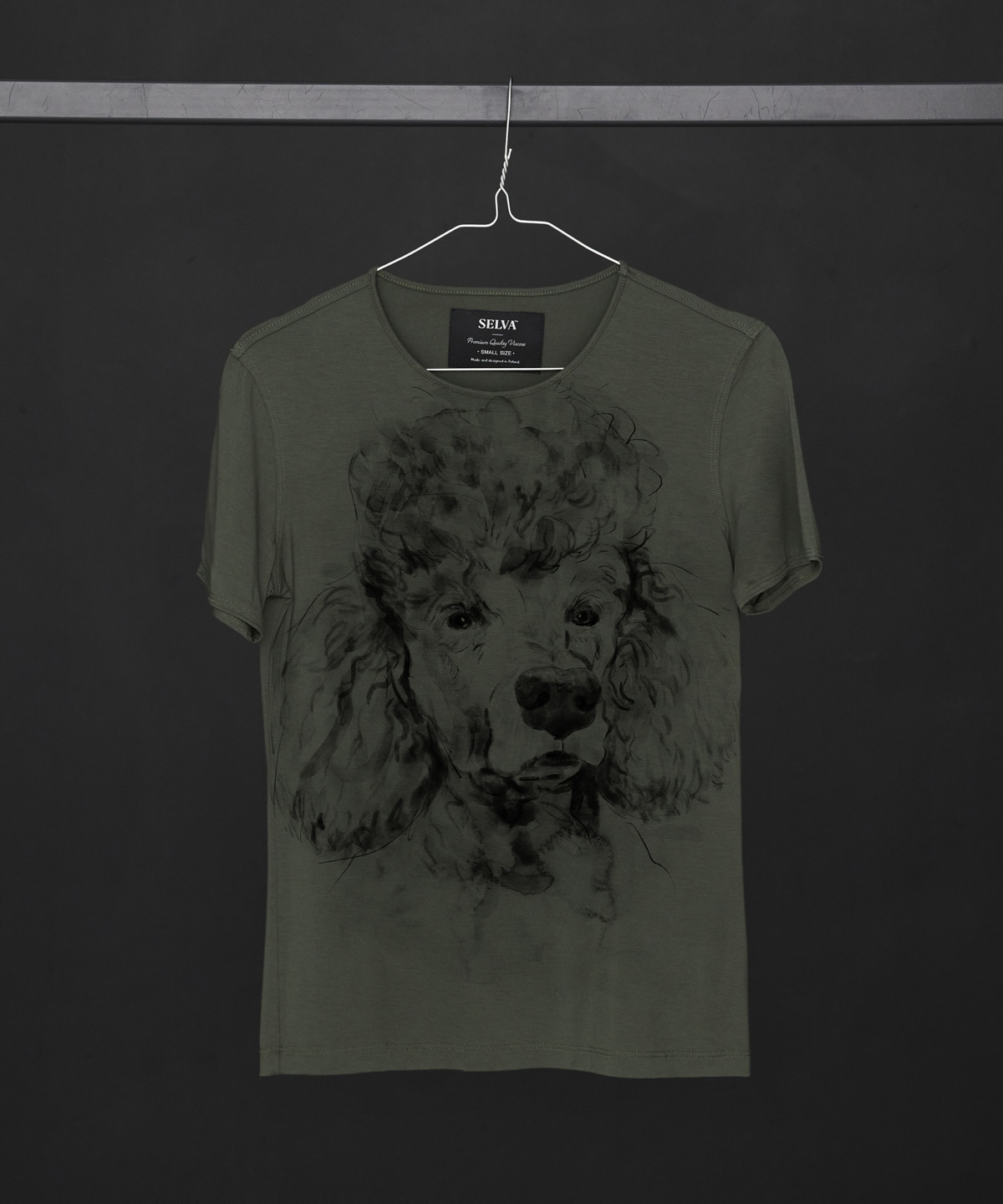 Poodle khaki t-shirt woman