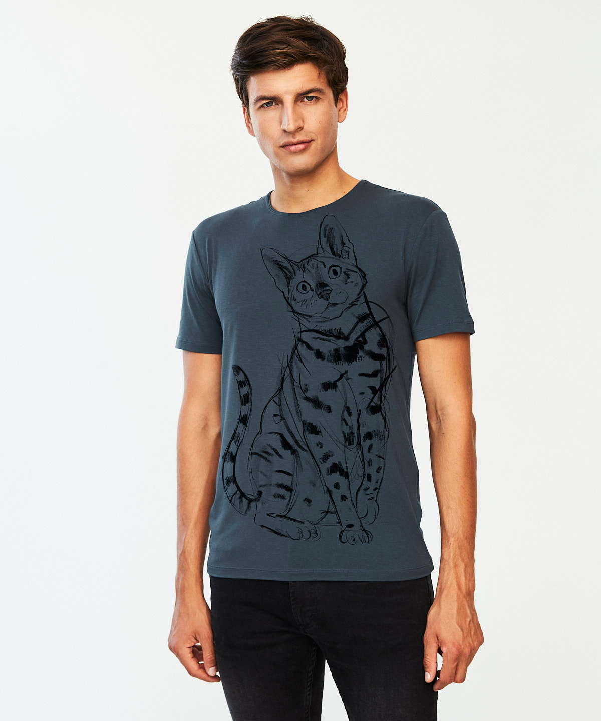 Bengal Cat dark cool gray t-shirt MAN