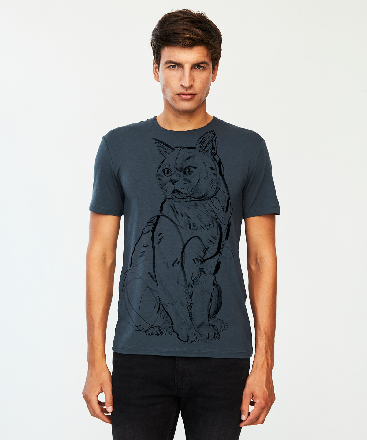 British Cat dark cool gray t-shirt MAN
