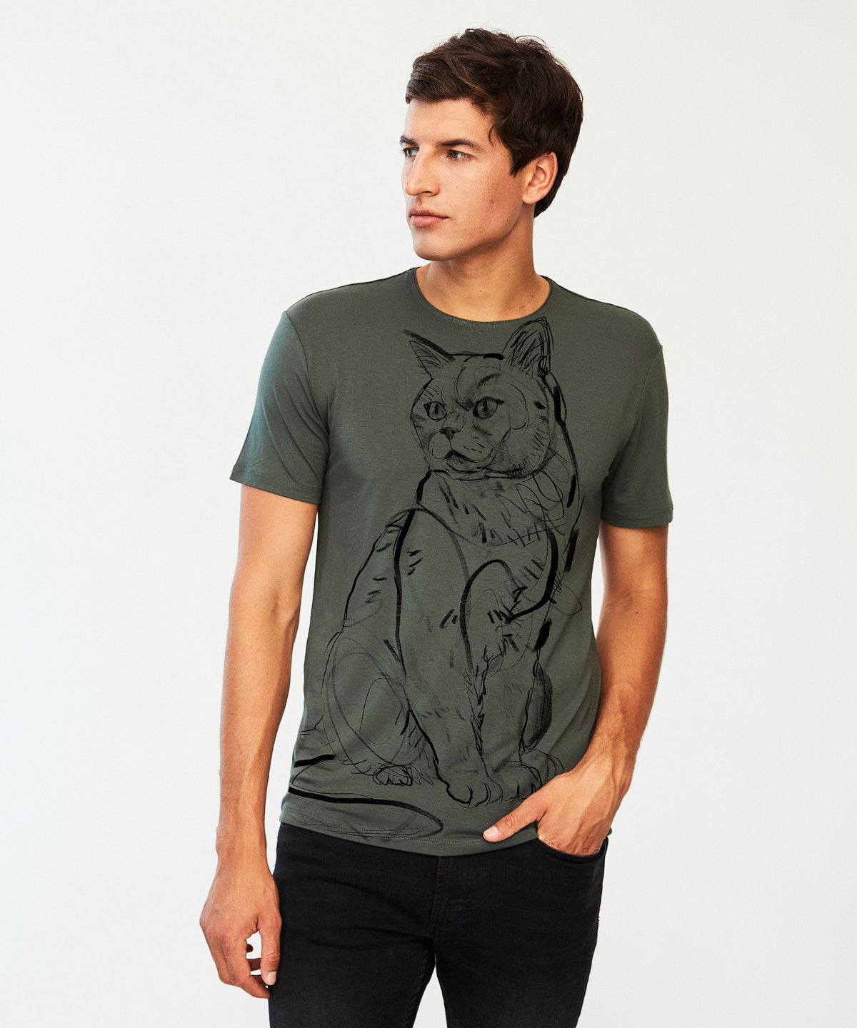 British Cat khaki t-shirt MAN