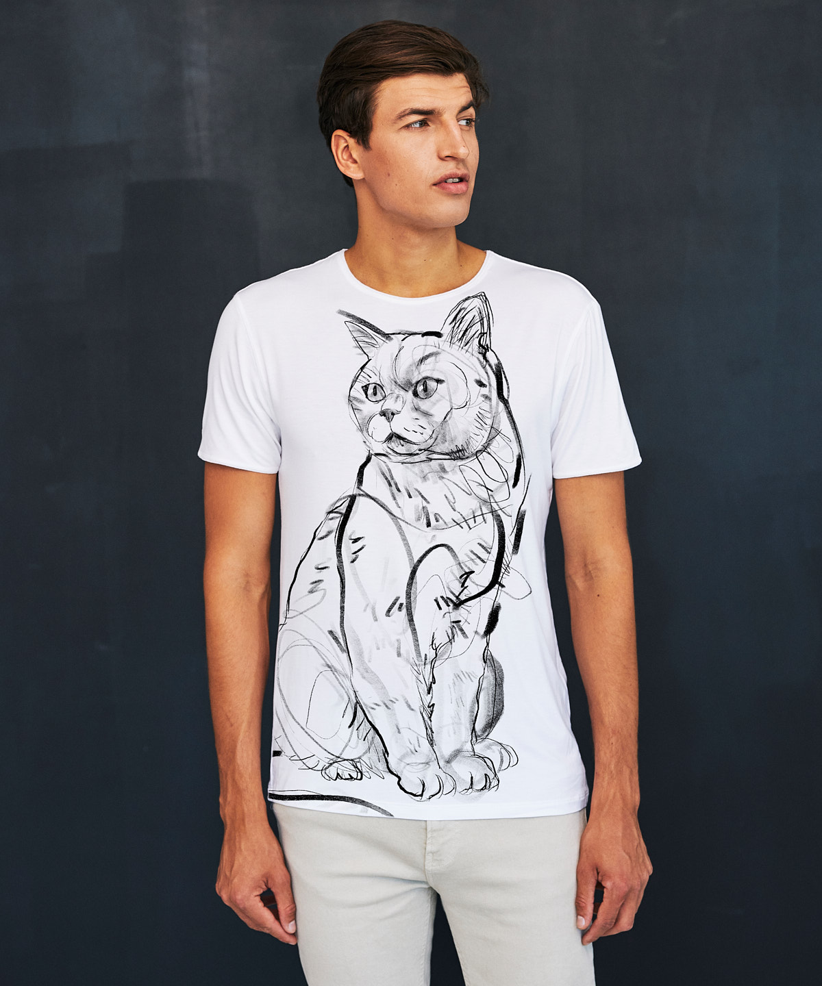 British Cat white t-shirt MAN