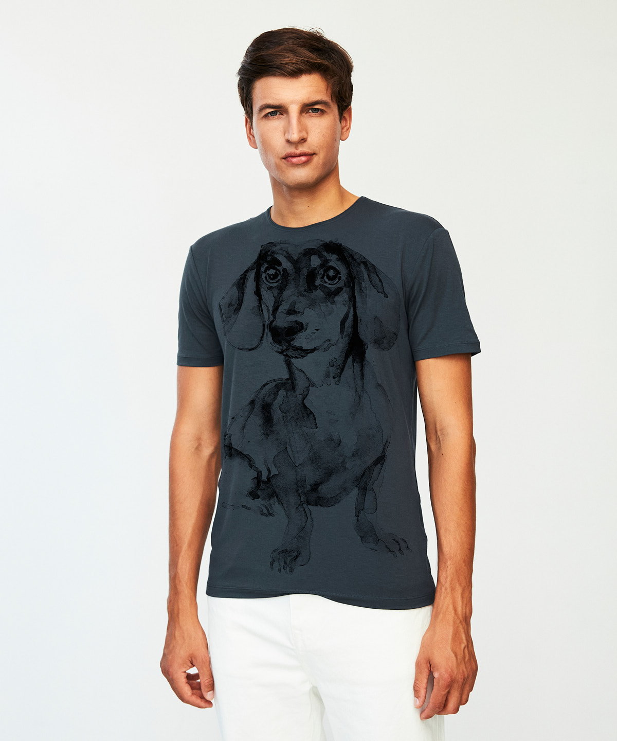 Dachshund no. 4 dark cool gray t-shirt MAN