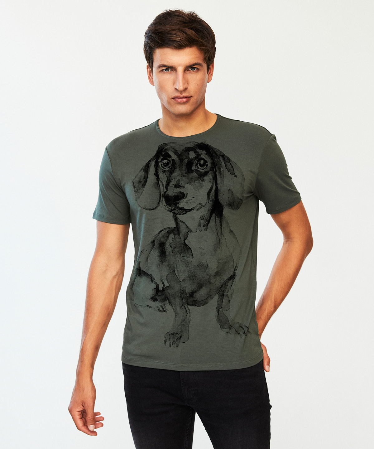 Dachshund no. 4 khaki t-shirt MAN