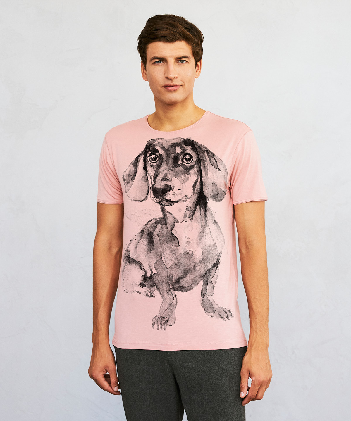 Dachshund no. 4 light pink t-shirt MAN