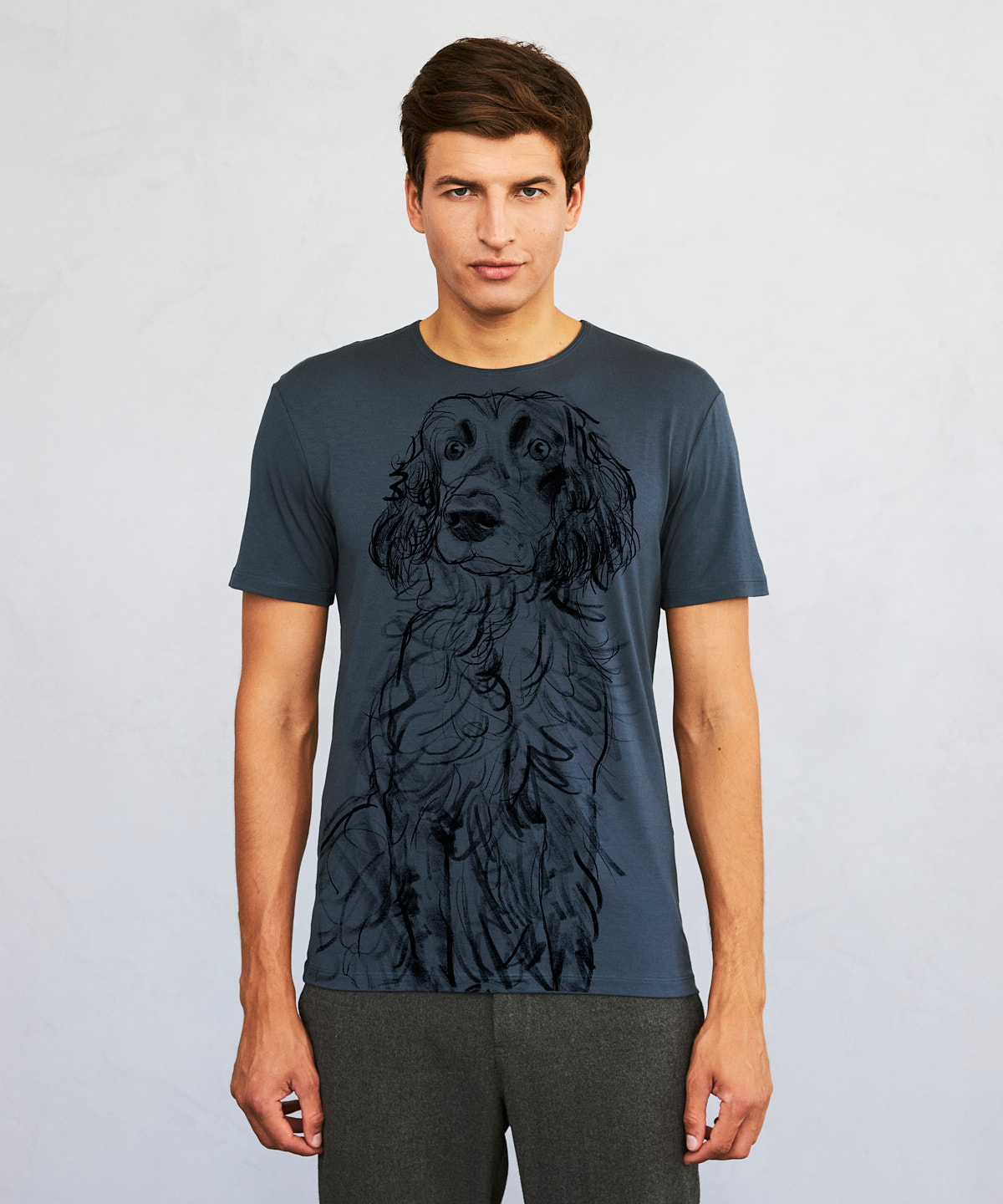 German Spaniel dark cool gray t-shirt MAN