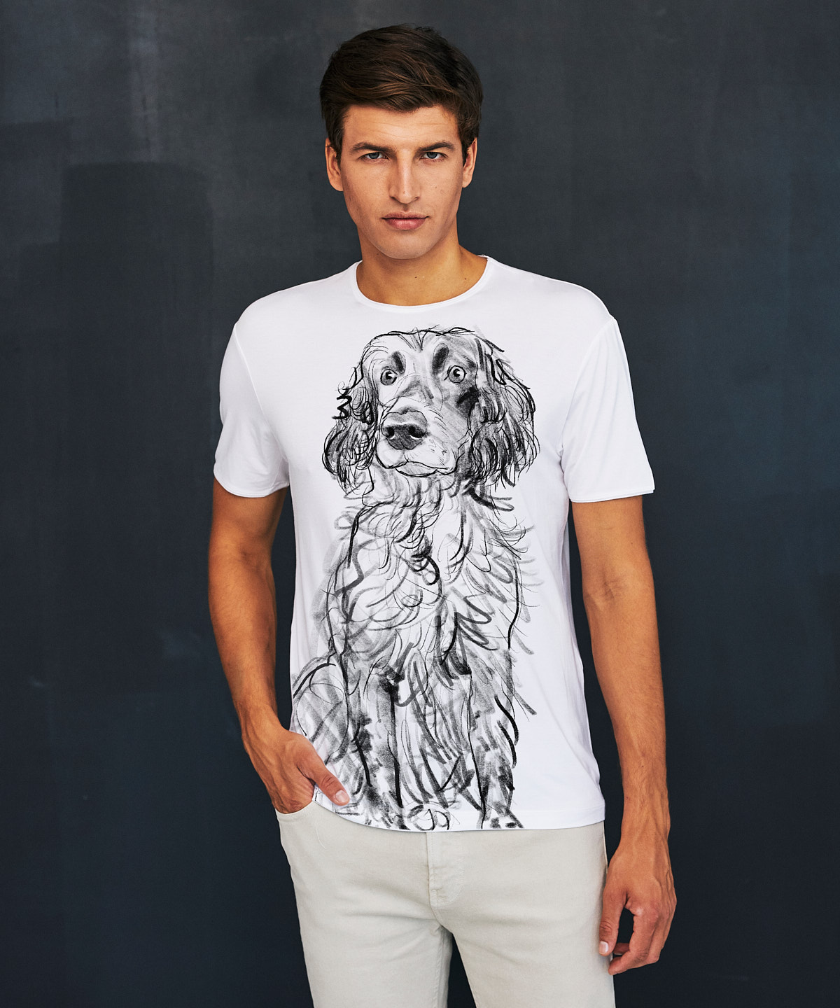 German Spaniel white t-shirt MAN