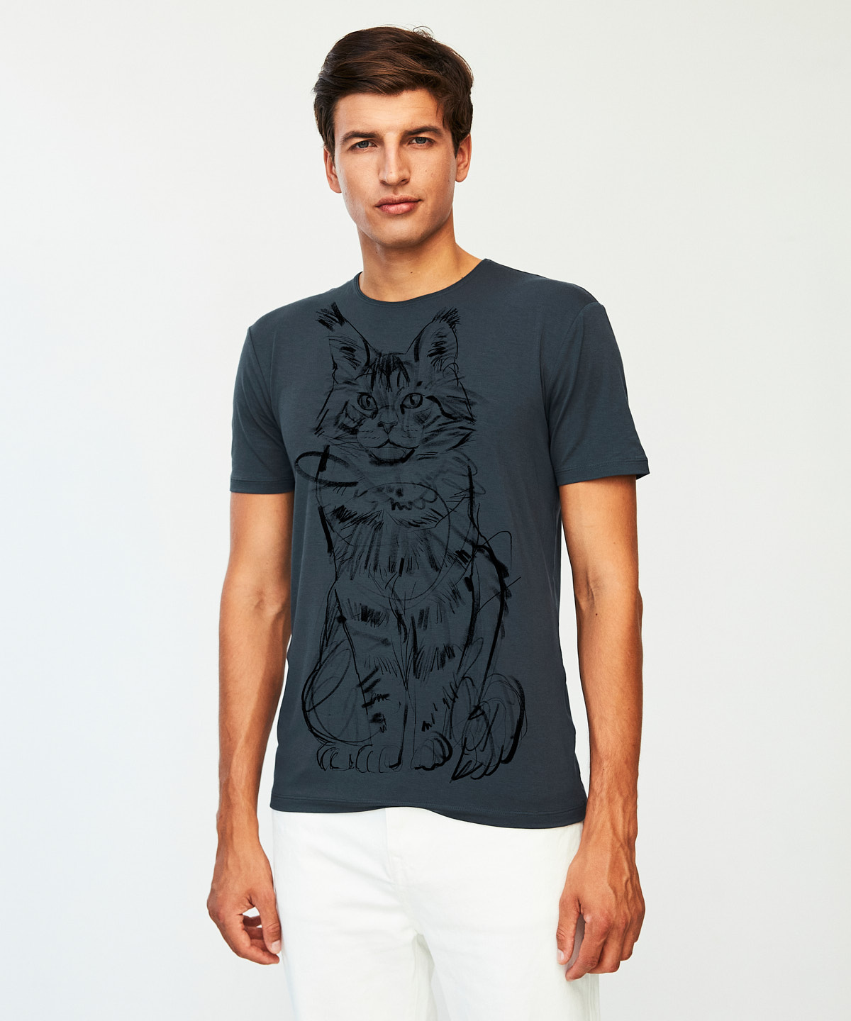 Maine Coon dark cool gray t-shirt MAN