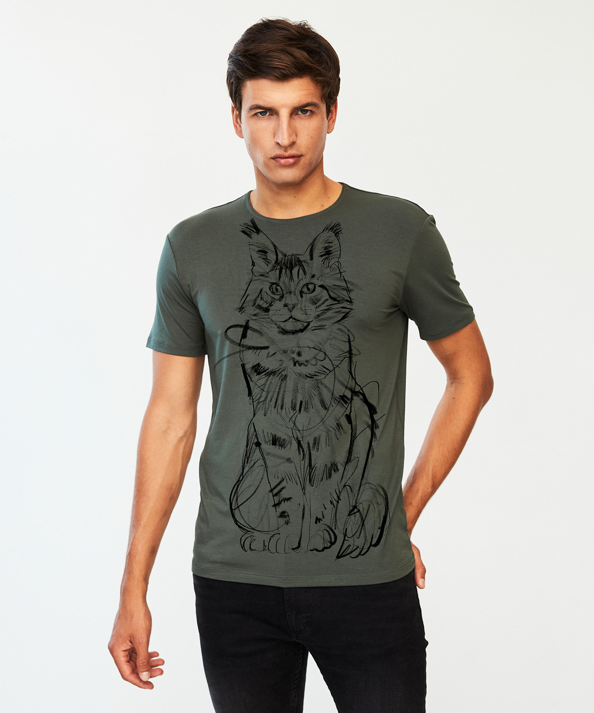 Maine Coon khaki t-shirt MAN