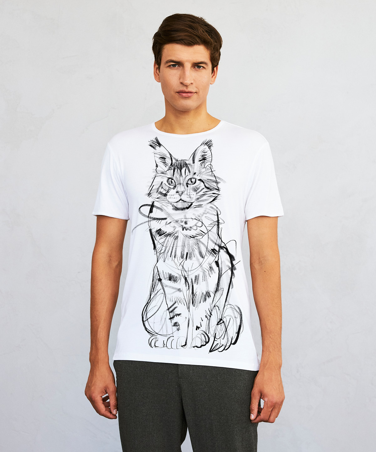 Maine Coon white t-shirt MAN