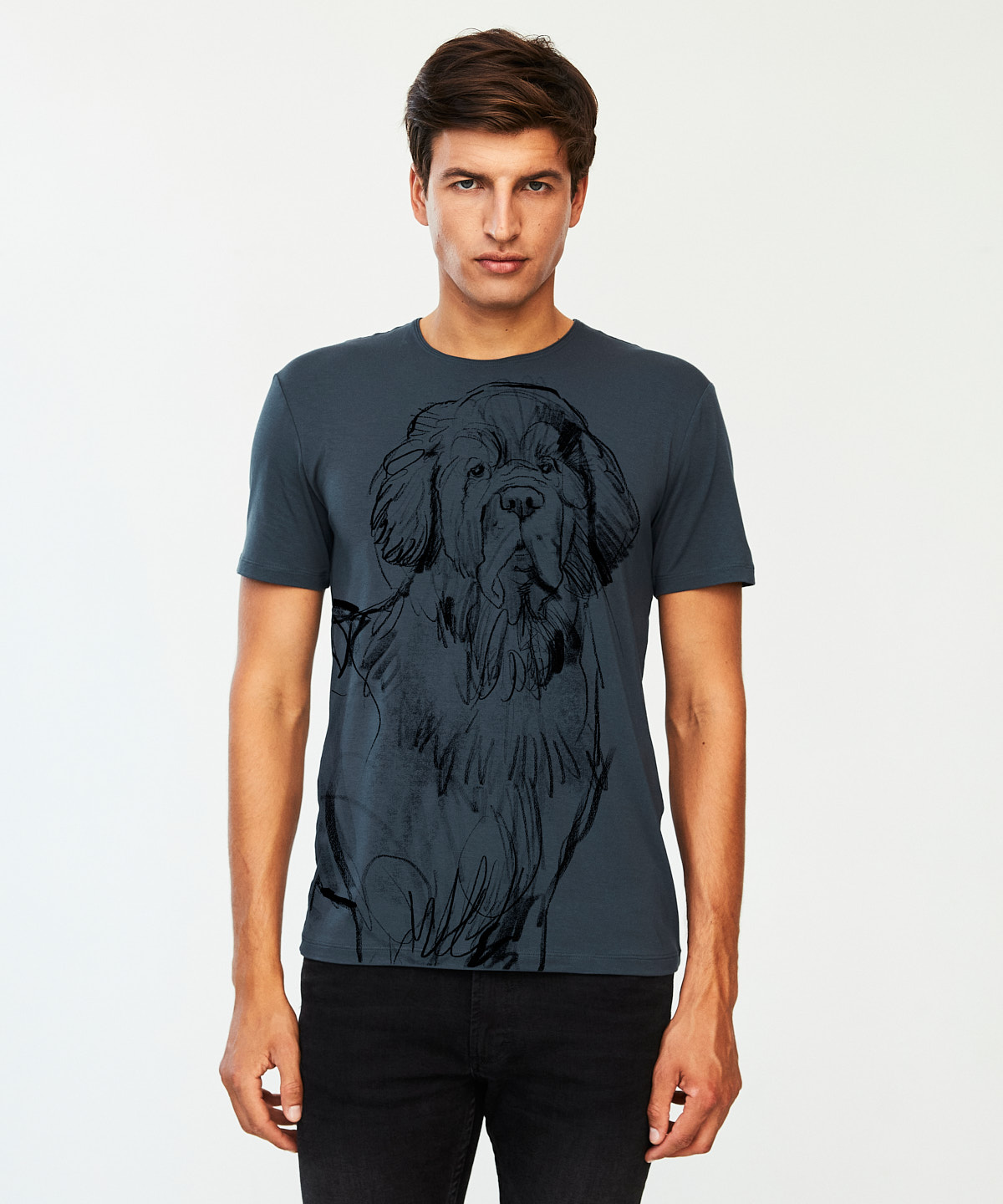 Newfoundland Dog dark cool gray t-shirt MAN