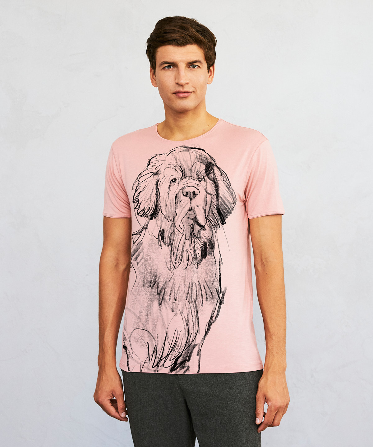 Newfoundland Dog light pink t-shirt MAN