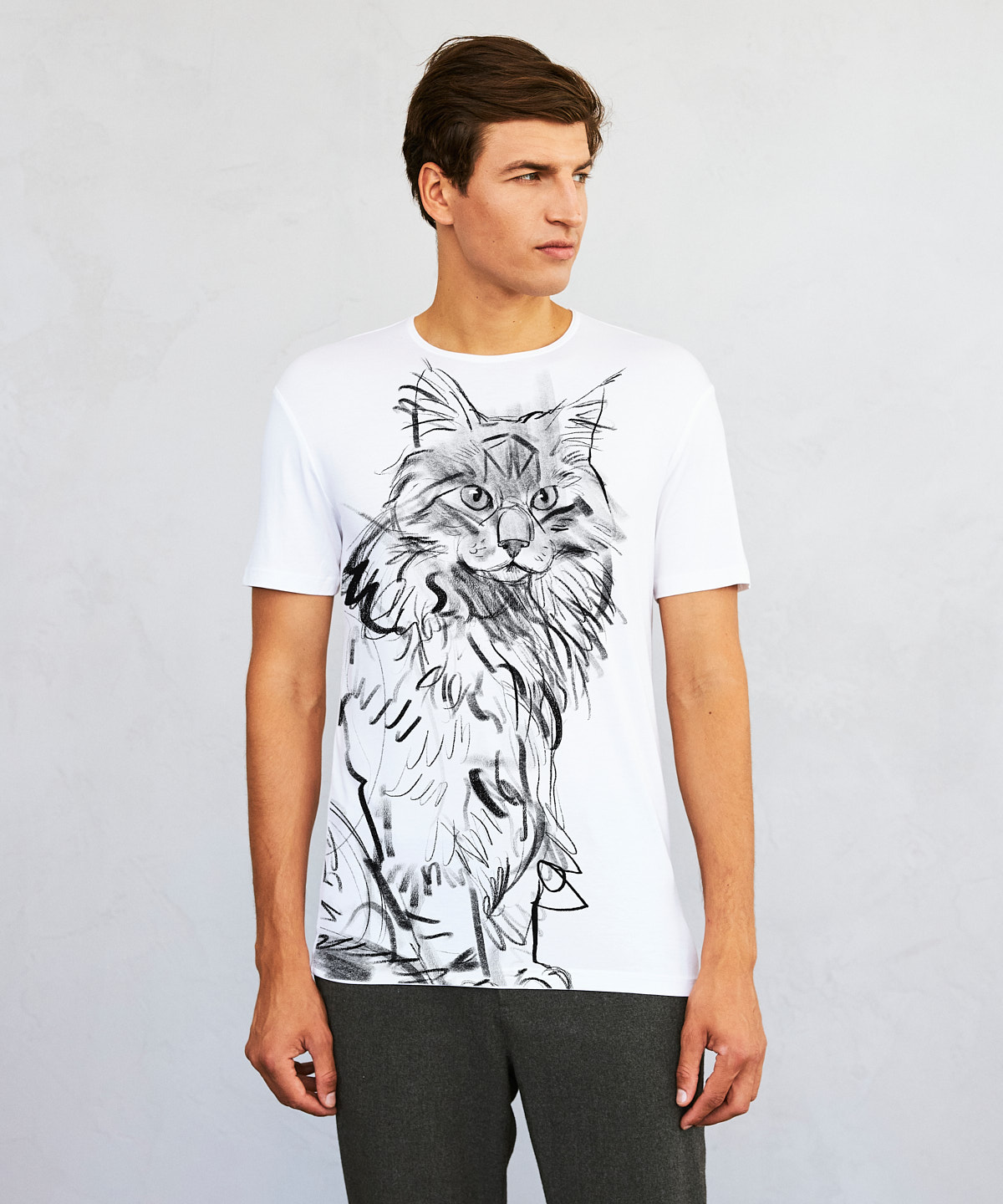 Norwegian Forest Cat white t-shirt MAN