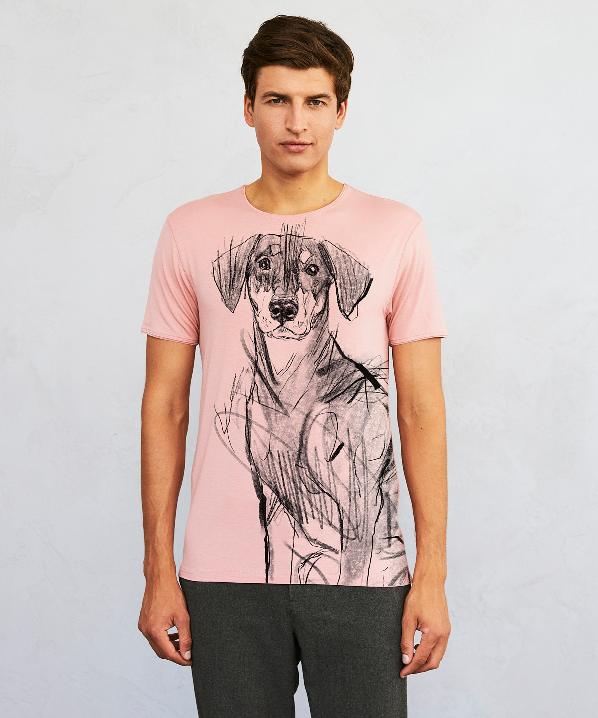 Pincher Dog light pink t-shirt MAN
