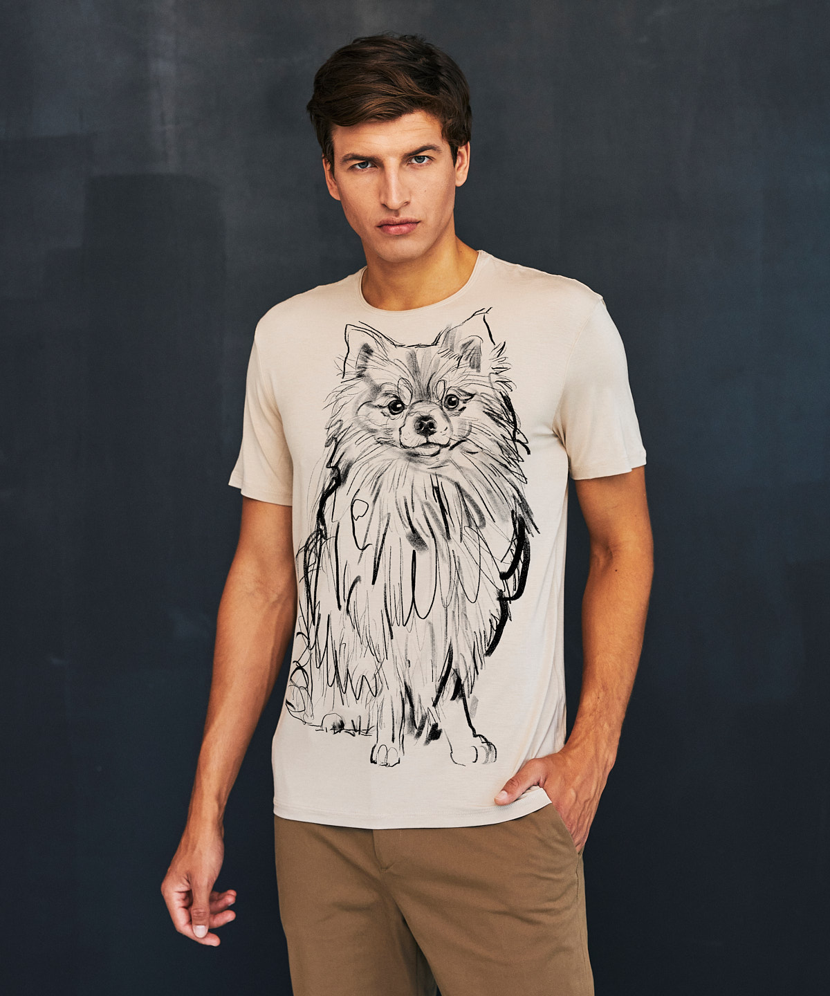 Pomeranian Dog no.2 hummus t-shirt MAN