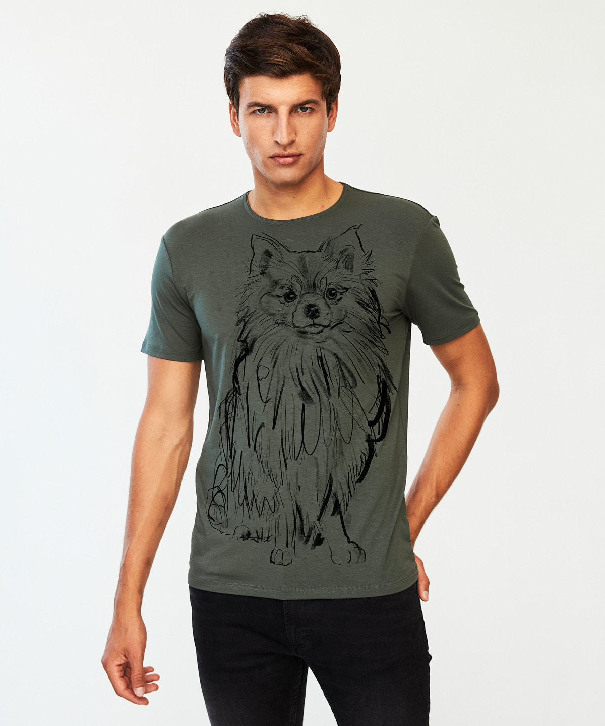 Pomeranian Dog no. 2 khaki t-shirt MAN