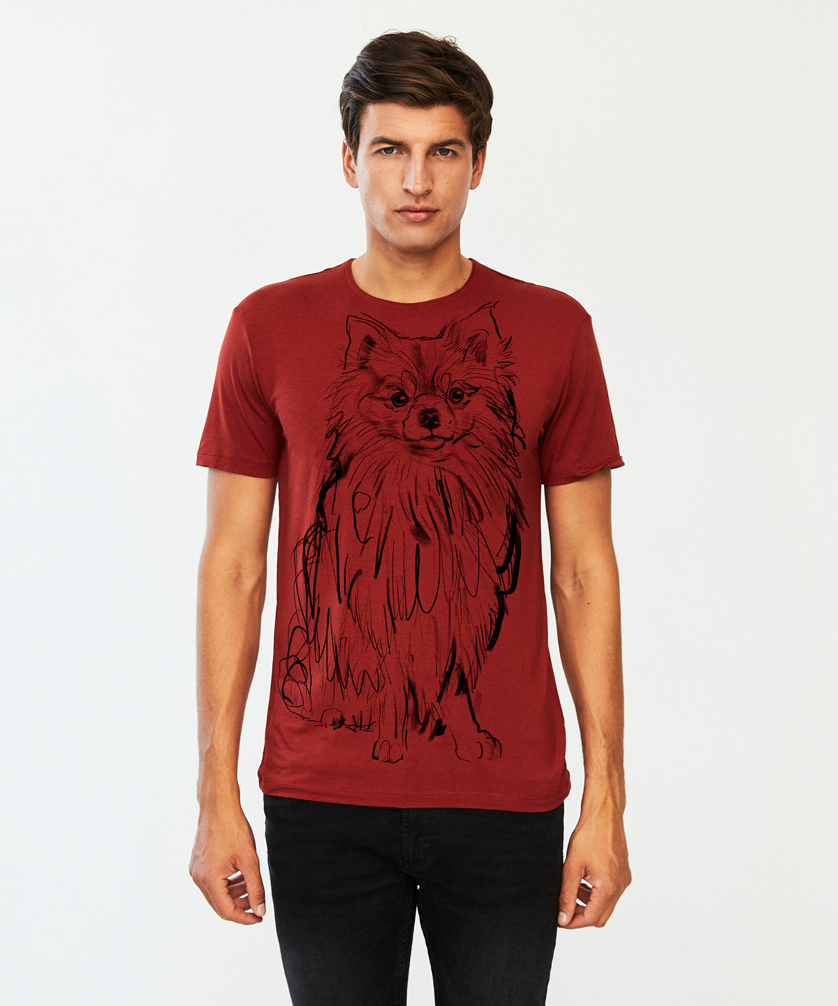Pomeranian Dog no. 2 marsala t-shirt MAN