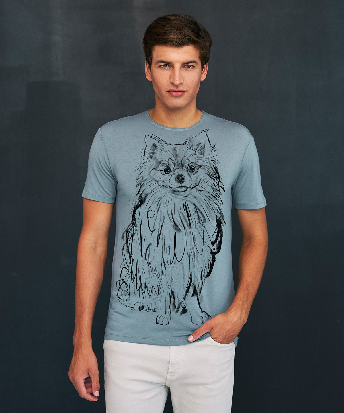 Pomeranian Dog no.2 storm cloud t-shirt MAN