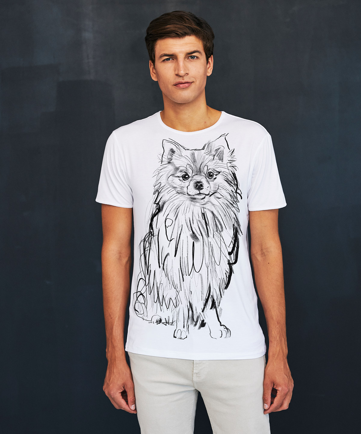 Pomeranian Dog no. 2 white t-shirt MAN