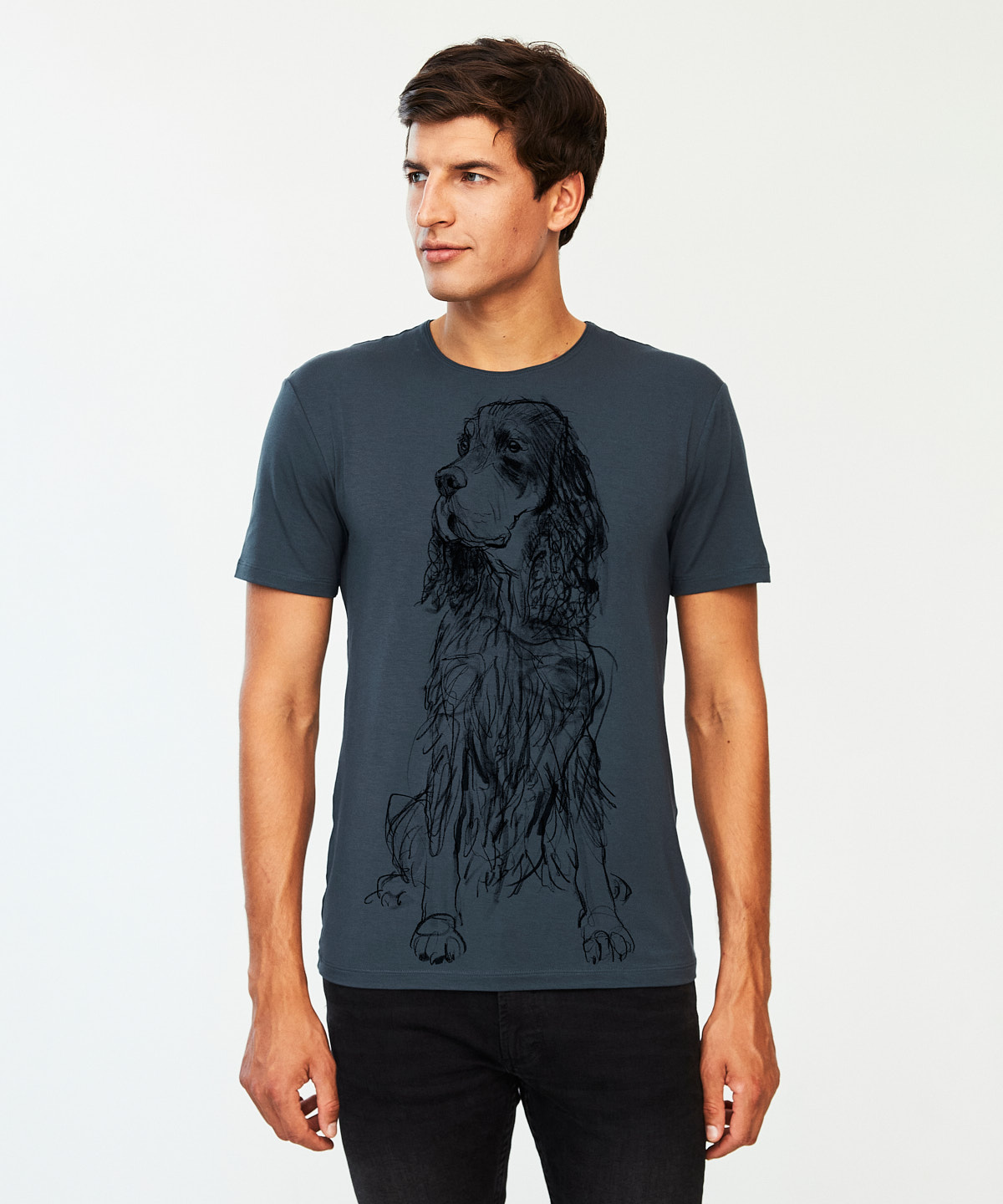 Scottish Setter Dog dark cool gray t-shirt MAN