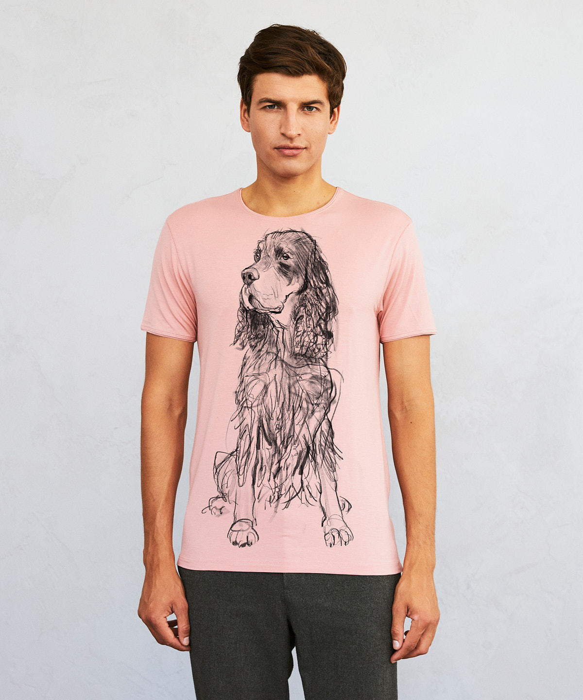 Scottish Setter Dog light pink t-shirt MAN