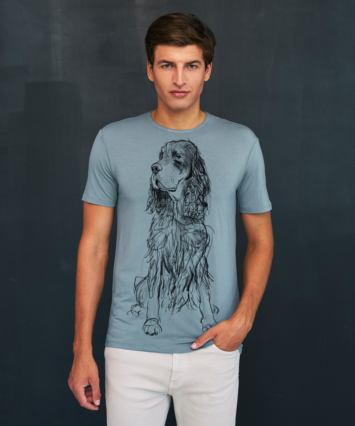 Scottish Setter Dog storm cloud t-shirt MAN