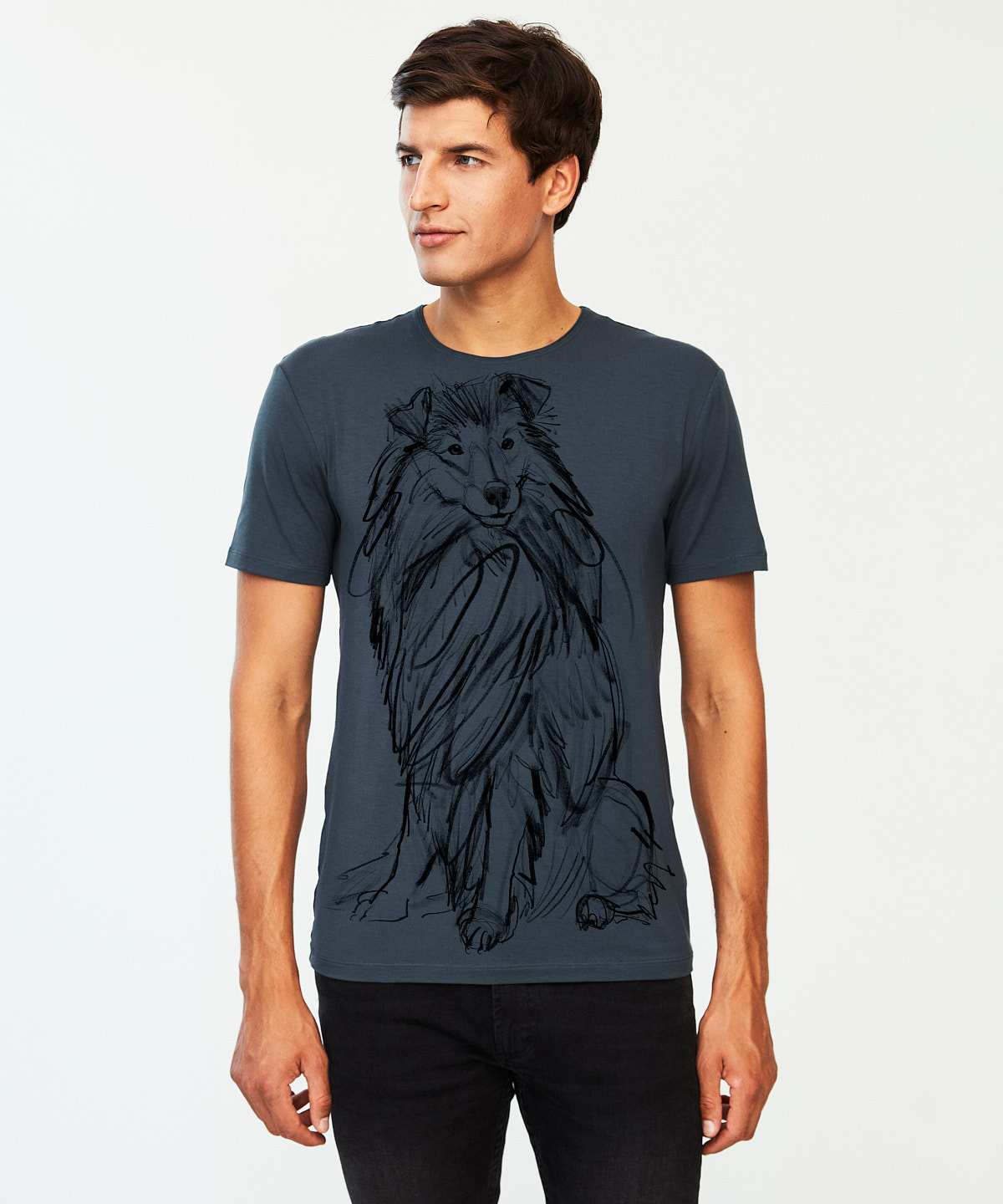 Shetland Sheepdog dark cool gray t-shirt MAN