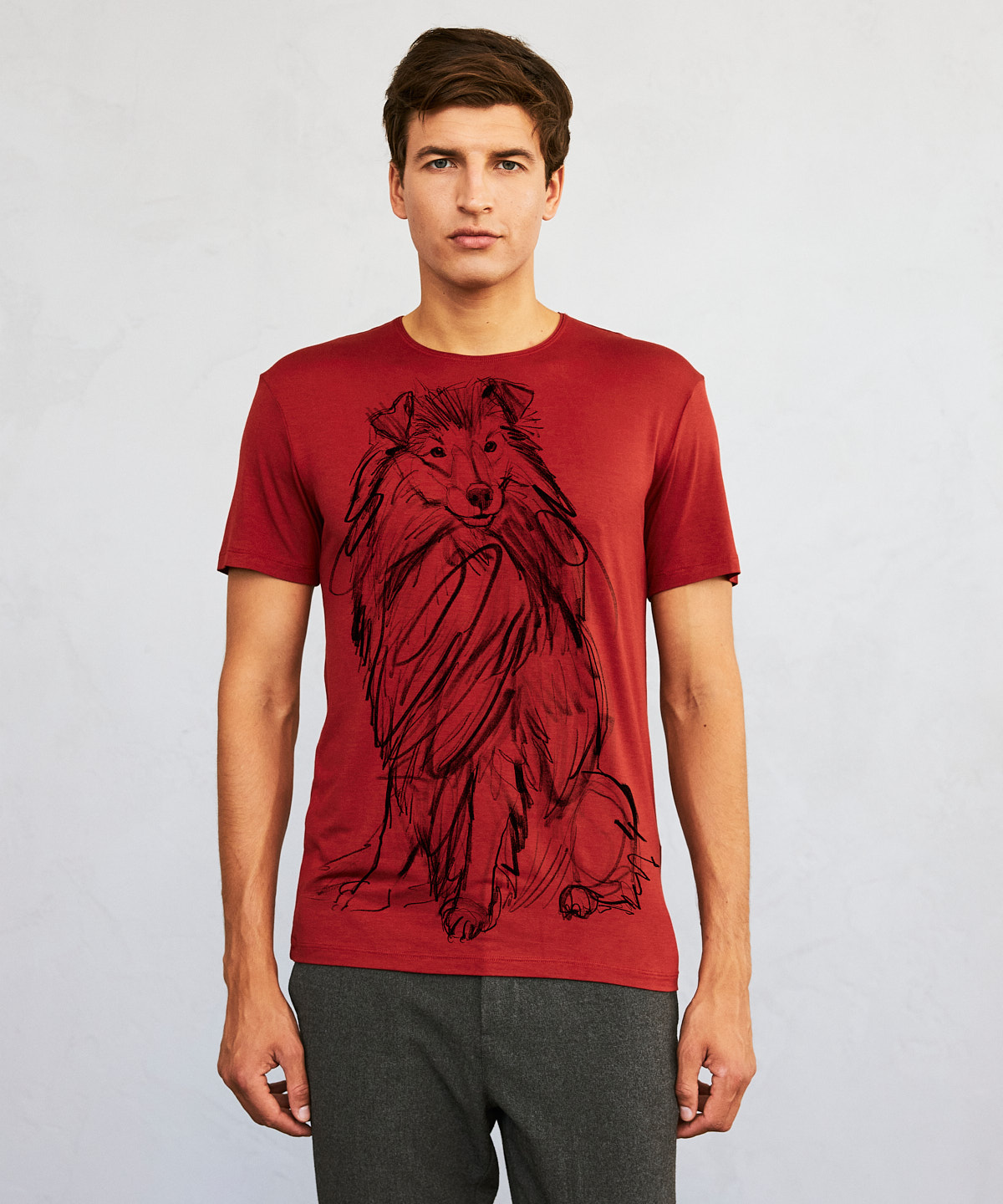 Shetland Sheepdog marsala t-shirt MAN