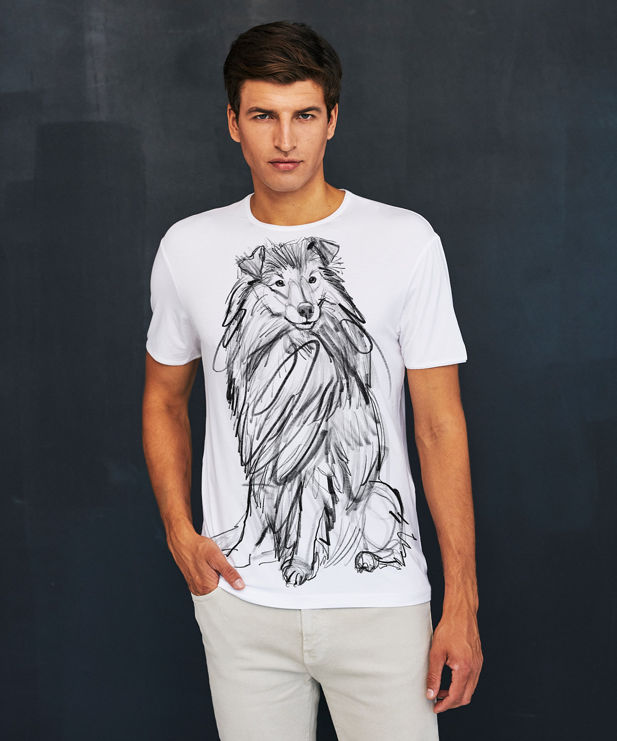 Shetland Sheepdog white t-shirt MAN