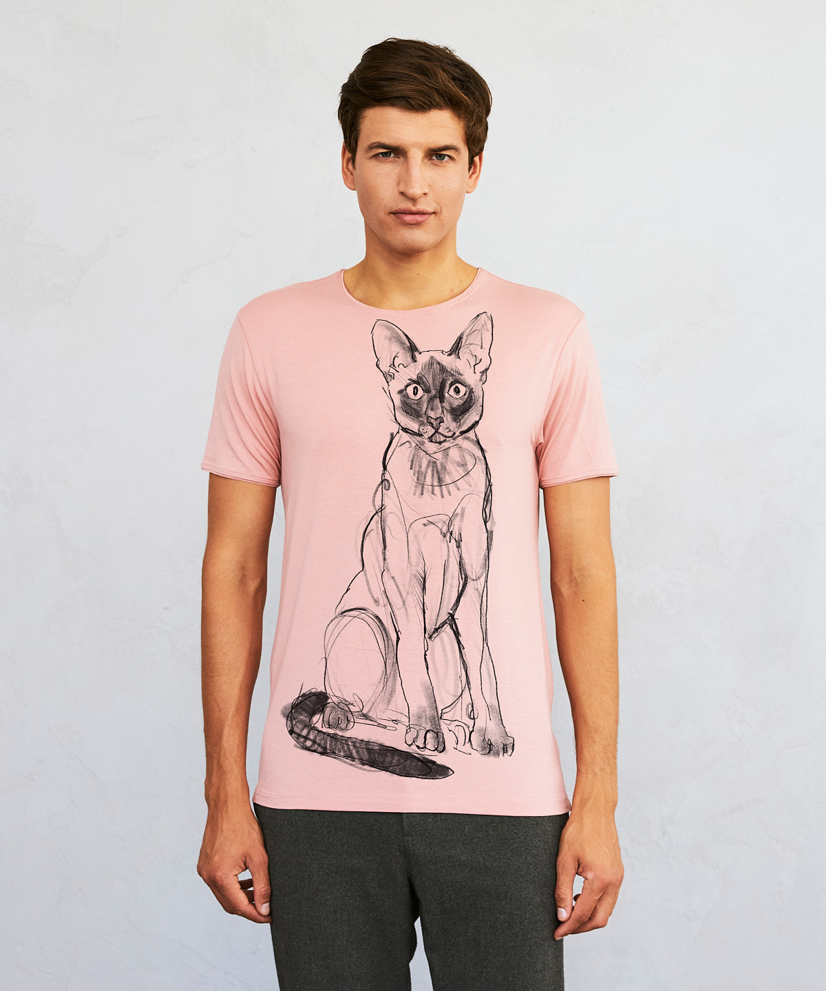 Siamese Cat light pink t-shirt MAN
