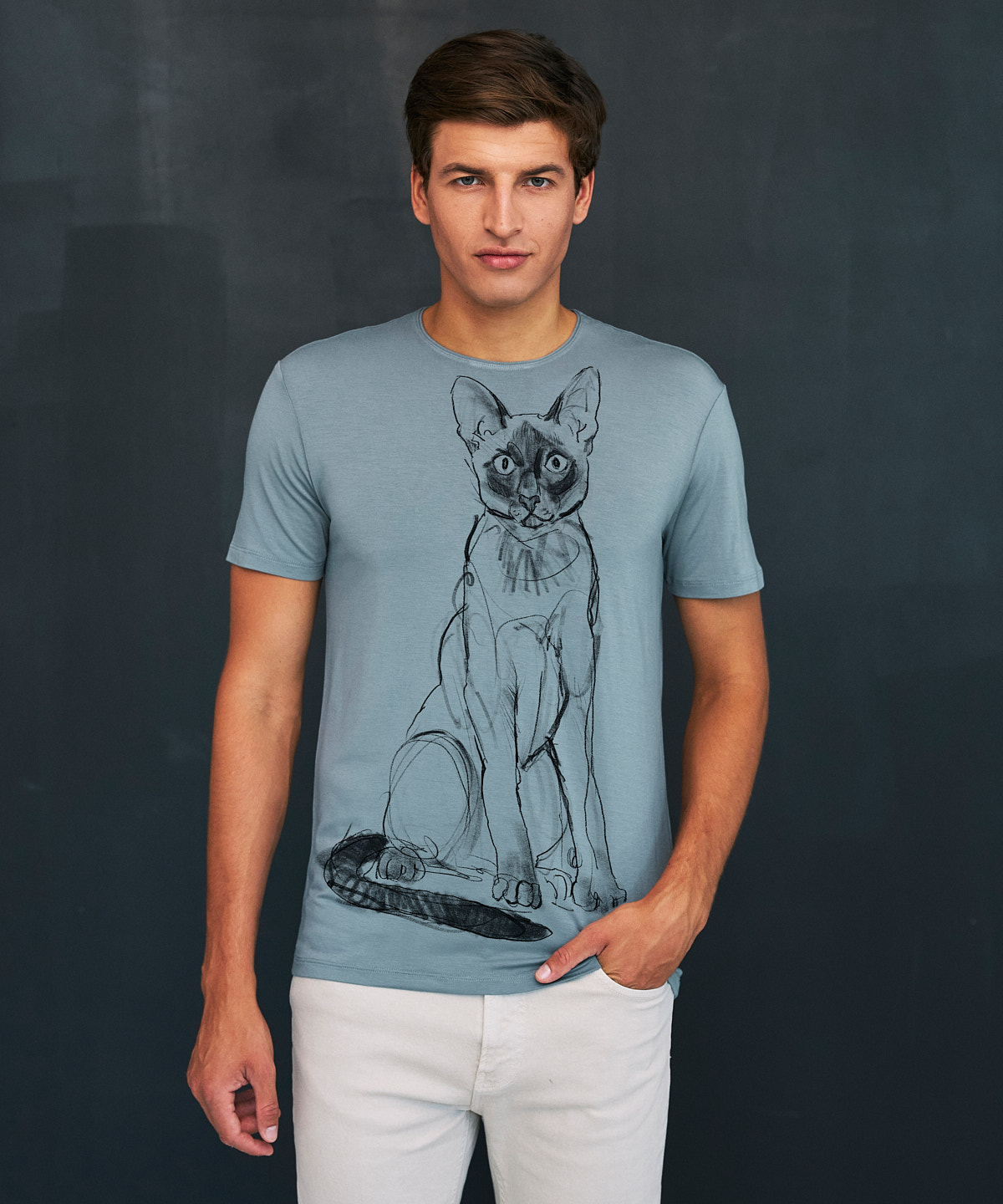 Siamese Cat storm cloud t-shirt MAN
