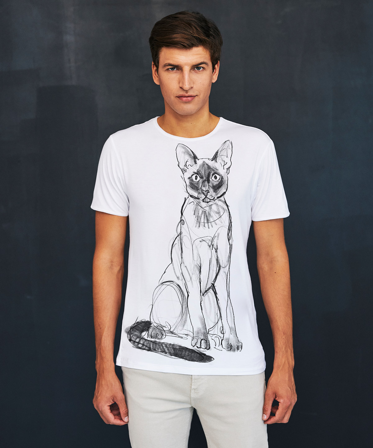 Siamese Cat white t-shirt MAN