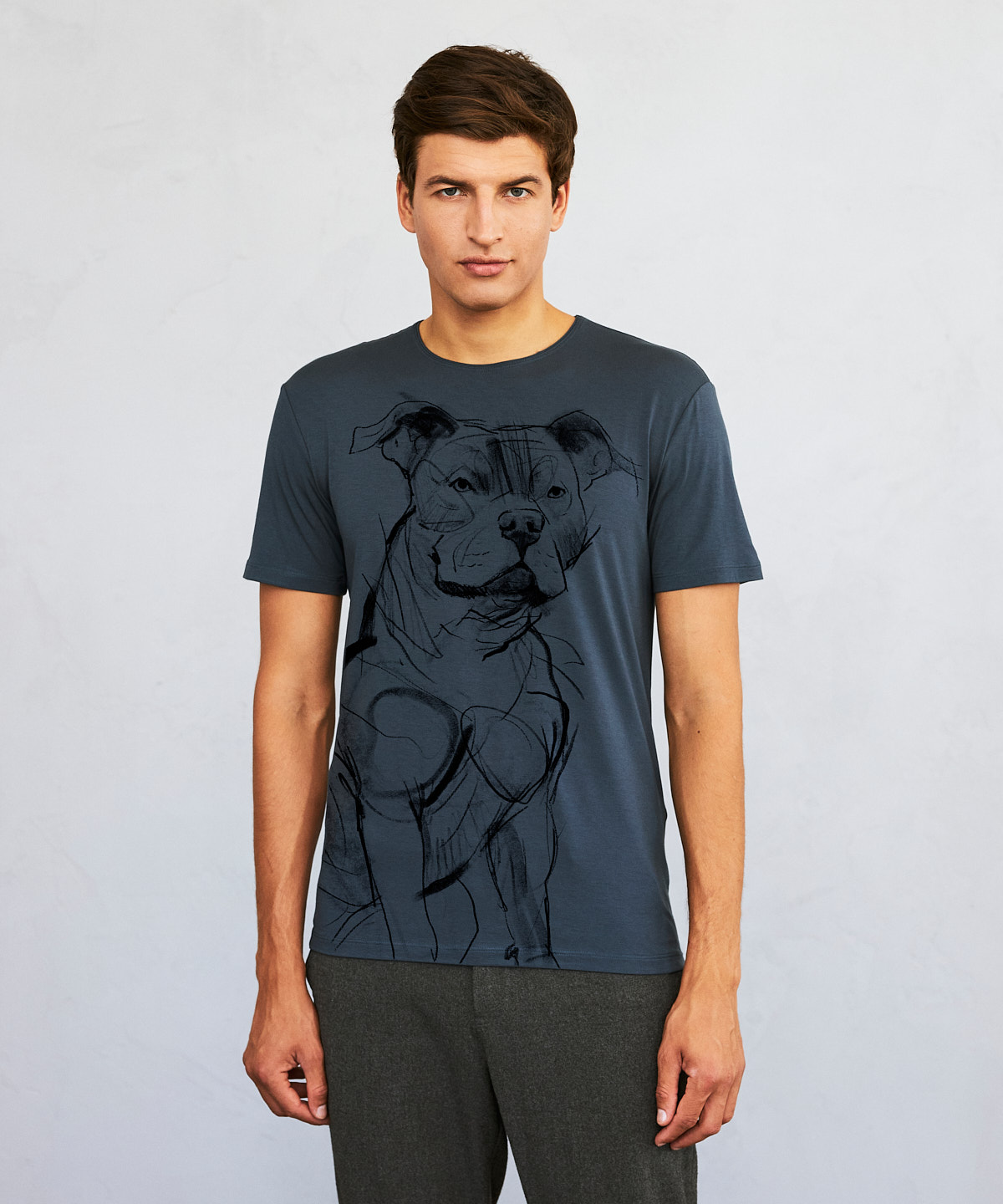 Staffordshire Bull Terrier dark cool gray t-shirt MAN