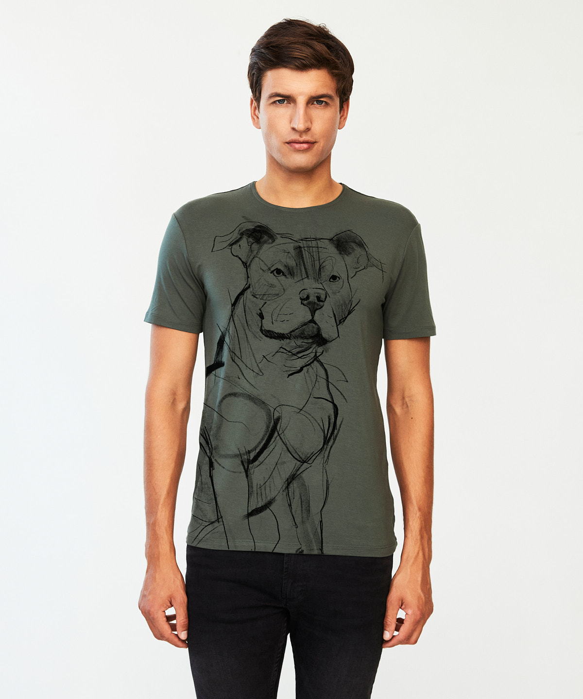 Staffordshire Bull Terrier khaki t-shirt MAN