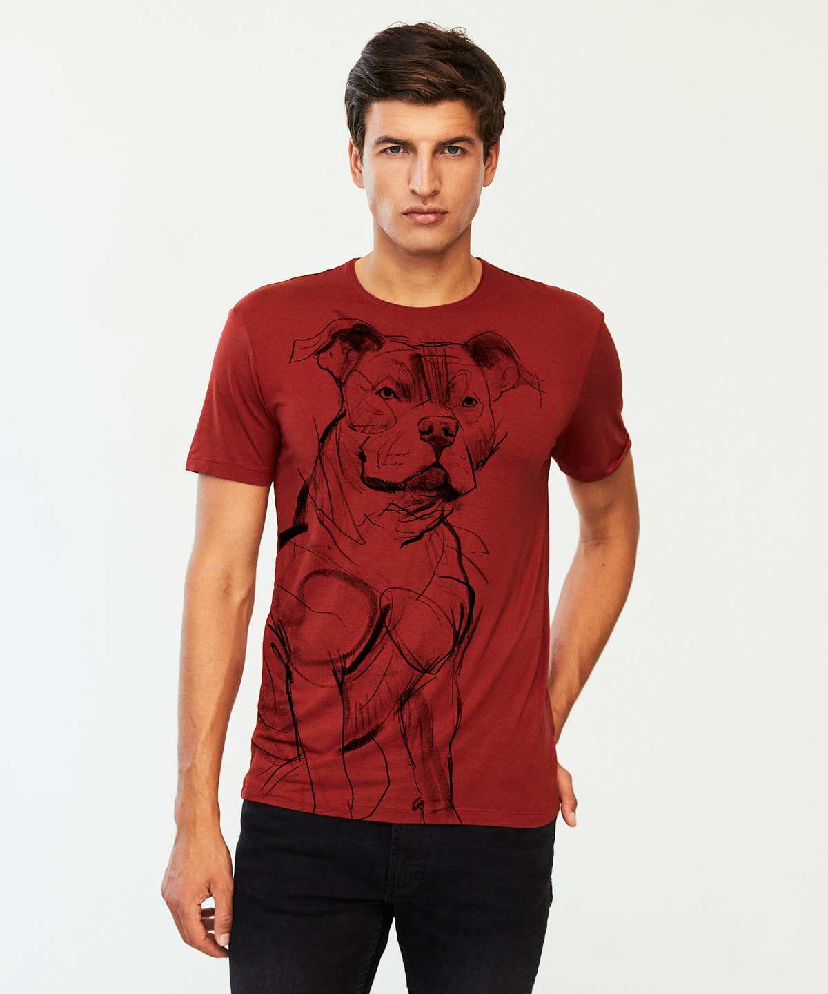 Staffordshire Bull Terrier marsala t-shirt MAN