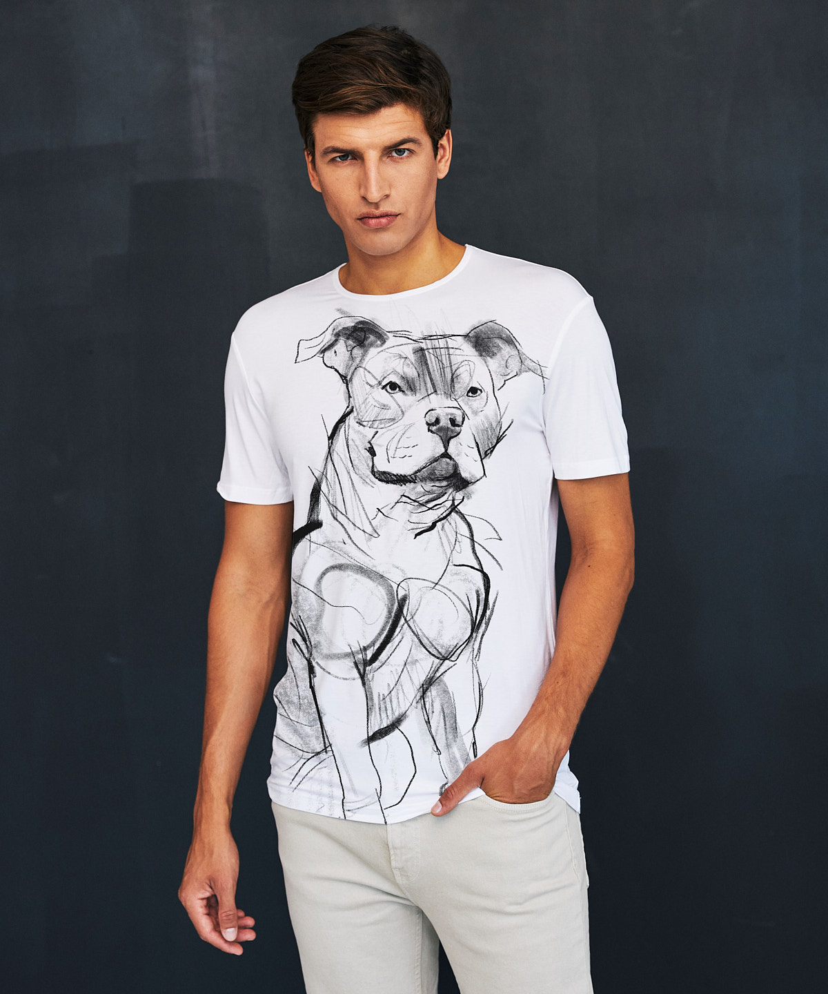 Staffordshire Bull Terrier white t-shirt MAN